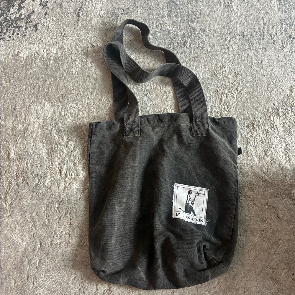 Black Tote Bag with Graphic Patch